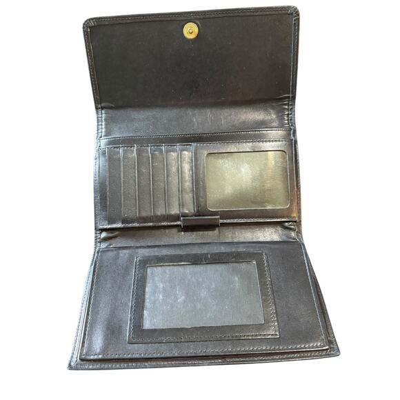 Dooney & Bourke Vintage Pebbled Black Leather Tri Fold Wallet & Check Book - Picture 8 of 9